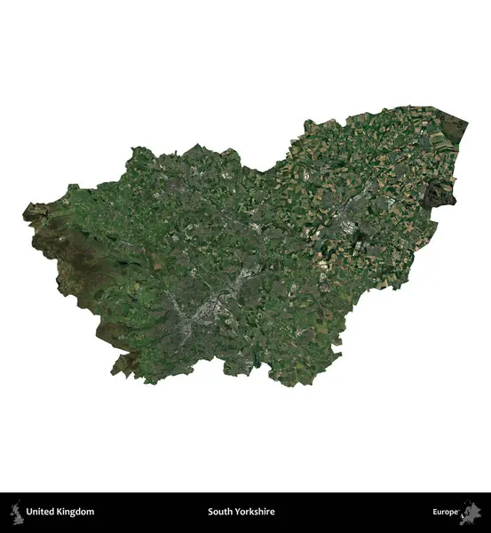 Güney Yorkshire. Birleşik Krallık 'ın idari alanı uydudan beyaza izole edildi.