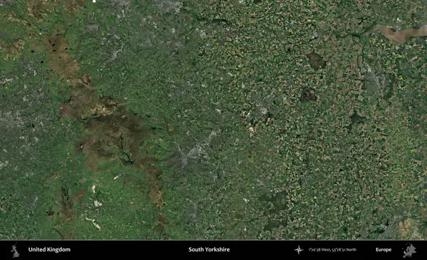 Güney Yorkshire. Birleşik Krallık 'ın idari alanı bir uydu görüntüsü üzerinde