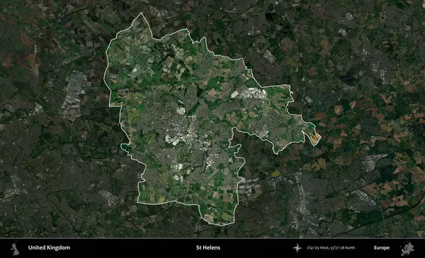 Aziz Helens. Birleşik Krallık 'ın idari alanı karartılmış bir uydu üzerinde vurgulanmış ve özetlenmiştir.