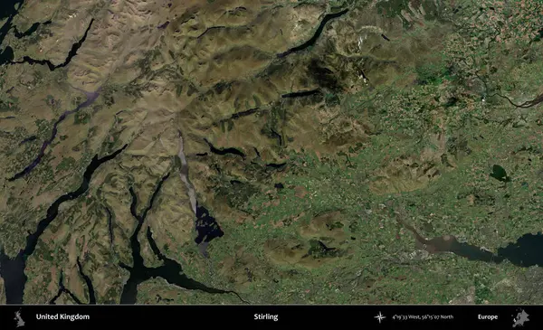 Stirling. Birleşik Krallık 'ın idari alanı bir uydu görüntüsü üzerinde