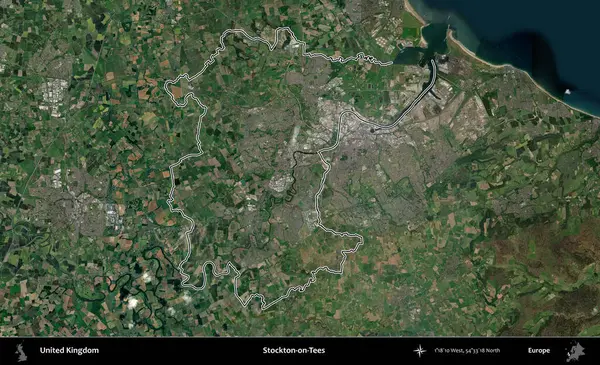 Stockton-on-Tees. Birleşik Krallık 'ın idari bölgesini A uydusundan gösteren bir görüntü.