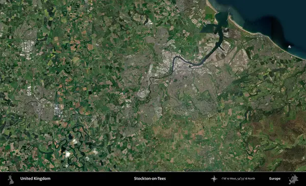 Stockton-on-Tees. Birleşik Krallık 'ın idari alanı bir uydu görüntüsü üzerinde