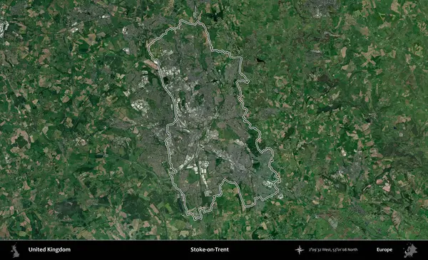 Stoke-on-Trent. Birleşik Krallık 'ın idari bölgesini A uydusundan gösteren bir görüntü.
