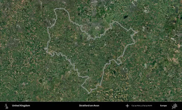 Stratford-on-Avon. Birleşik Krallık 'ın idari bölgesini A uydusundan gösteren bir görüntü.