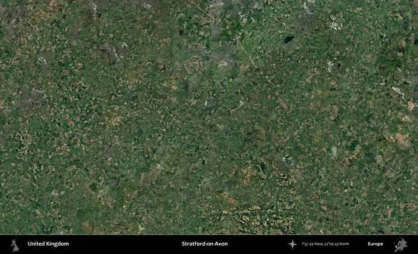 Stratford-on-Avon. Birleşik Krallık 'ın idari alanı bir uydu görüntüsü üzerinde