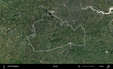 Surrey. Birleşik Krallık 'ın idari bölgesini A uydusundan gösteren bir görüntü.