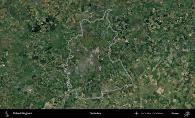 Swindon. Birleşik Krallık 'ın idari bölgesini A uydusundan gösteren bir görüntü.