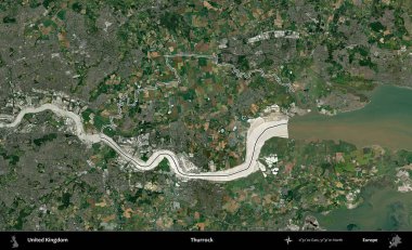 Thurrock. Birleşik Krallık 'ın idari bölgesini A uydusundan gösteren bir görüntü.