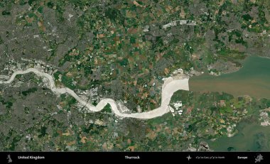 Thurrock. Birleşik Krallık 'ın idari alanı bir uydu görüntüsü üzerinde