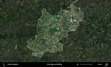 Tonbridge ve Malling. Birleşik Krallık 'ın idari alanı karartılmış bir uydu üzerinde vurgulanmış ve özetlenmiştir.