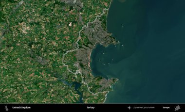 Torbay. Birleşik Krallık 'ın idari bölgesini A uydusundan gösteren bir görüntü.