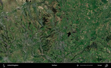 Torfaen. Birleşik Krallık 'ın idari alanı bir uydu görüntüsü üzerinde