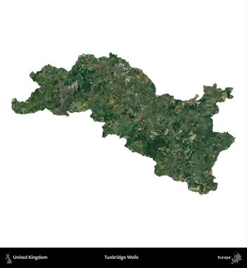 Tunbridge Wells 'de. Birleşik Krallık 'ın idari alanı uydudan beyaza izole edildi.