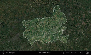 Beyaz At Vadisi. Birleşik Krallık 'ın idari alanı karartılmış bir uydu üzerinde vurgulanmış ve özetlenmiştir.