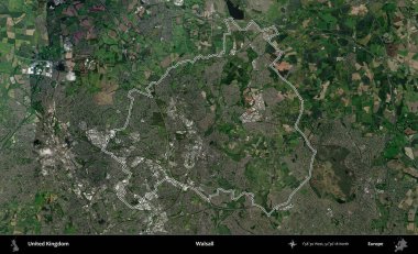 Walsall. Birleşik Krallık 'ın idari bölgesini A uydusundan gösteren bir görüntü.