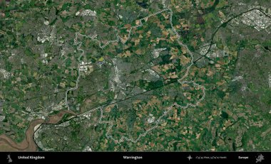 Warrington. Birleşik Krallık 'ın idari bölgesini A uydusundan gösteren bir görüntü.