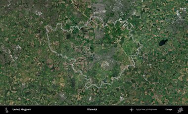 Warwick. Birleşik Krallık 'ın idari bölgesini A uydusundan gösteren bir görüntü.