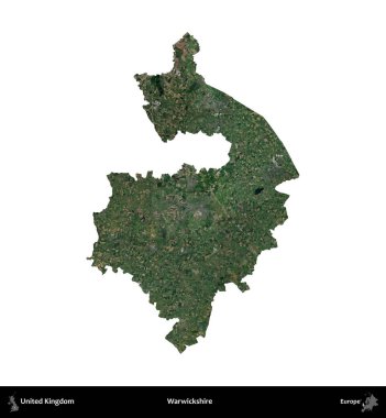 Warwickshire 'da. Birleşik Krallık 'ın idari alanı uydudan beyaza izole edildi.