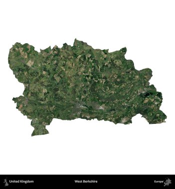 Batı Berkshire. Birleşik Krallık 'ın idari alanı uydudan beyaza izole edildi.