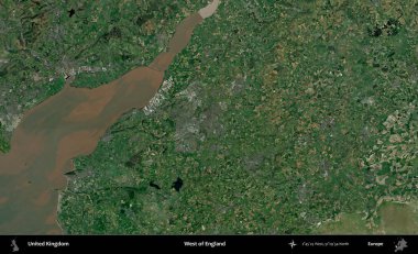 İngiltere 'nin batısında. Birleşik Krallık 'ın idari alanı bir uydu görüntüsü üzerinde