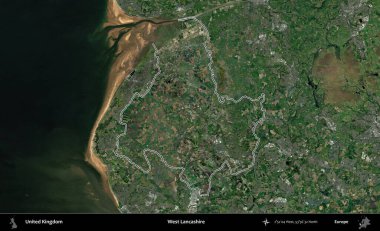 Batı Lancashire. Birleşik Krallık 'ın idari bölgesini A uydusundan gösteren bir görüntü.
