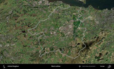 Batı Lothian. Birleşik Krallık 'ın idari bölgesini A uydusundan gösteren bir görüntü.