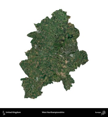 Batı Northamptonshire. Birleşik Krallık 'ın idari alanı uydudan beyaza izole edildi.