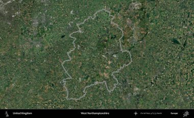 Batı Northamptonshire. Birleşik Krallık 'ın idari bölgesini A uydusundan gösteren bir görüntü.