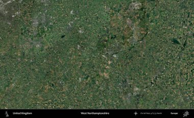 Batı Northamptonshire. Birleşik Krallık 'ın idari alanı bir uydu görüntüsü üzerinde