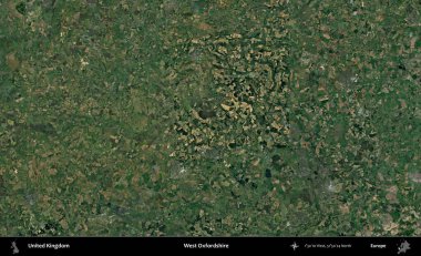 Batı Oxfordshire. Birleşik Krallık 'ın idari alanı bir uydu görüntüsü üzerinde