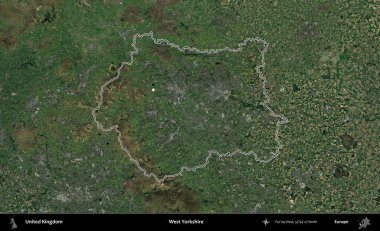 Batı Yorkshire. Birleşik Krallık 'ın idari bölgesini A uydusundan gösteren bir görüntü.