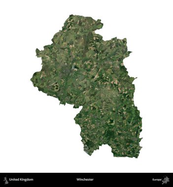 Winchester 'da. Birleşik Krallık 'ın idari alanı uydudan beyaza izole edildi.