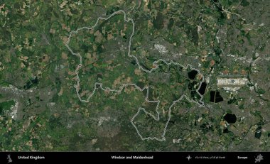 Windsor ve Maidenhead. Birleşik Krallık 'ın idari bölgesini A uydusundan gösteren bir görüntü.