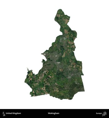 Wokingham. Birleşik Krallık 'ın idari alanı uydudan beyaza izole edildi.