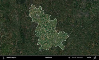 Wychavon. Birleşik Krallık 'ın idari alanı karartılmış bir uydu üzerinde vurgulanmış ve özetlenmiştir.