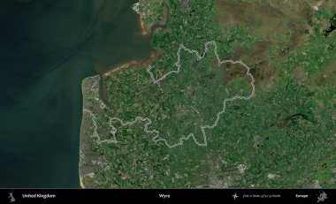 Wyre. Birleşik Krallık 'ın idari bölgesini A uydusundan gösteren bir görüntü.