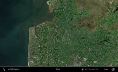 Wyre. Birleşik Krallık 'ın idari alanı bir uydu görüntüsü üzerinde