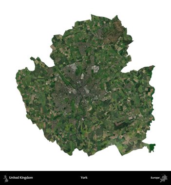 - York. Birleşik Krallık 'ın idari alanı uydudan beyaza izole edildi.