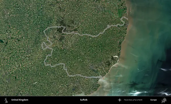 Suffolk. Birleşik Krallık 'ın idari bölgesini A uydusundan gösteren bir görüntü.