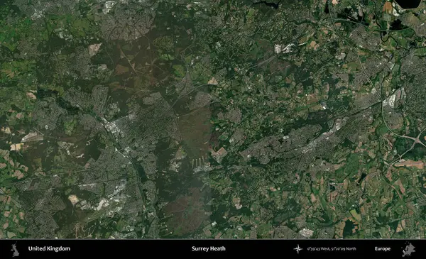 Surrey Heath. Birleşik Krallık 'ın idari alanı bir uydu görüntüsü üzerinde