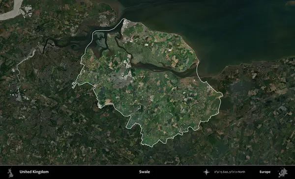 Swale. Birleşik Krallık 'ın idari alanı karartılmış bir uydu üzerinde vurgulanmış ve özetlenmiştir.