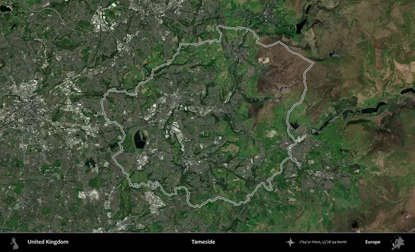 Tameside 'da. Birleşik Krallık 'ın idari bölgesini A uydusundan gösteren bir görüntü.