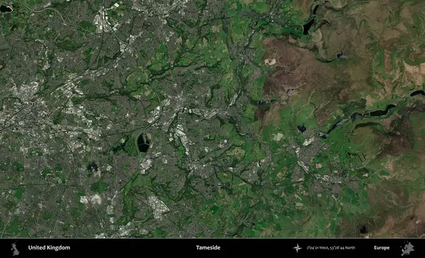 Tameside 'da. Birleşik Krallık 'ın idari alanı bir uydu görüntüsü üzerinde