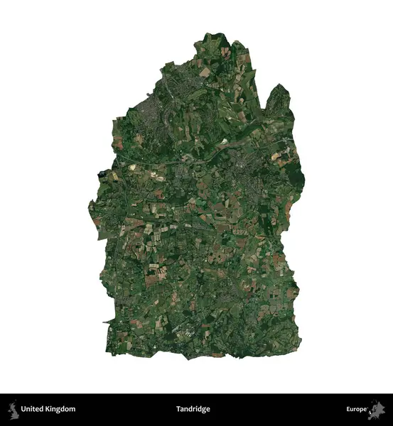 Tandridge. Birleşik Krallık 'ın idari alanı uydudan beyaza izole edildi.