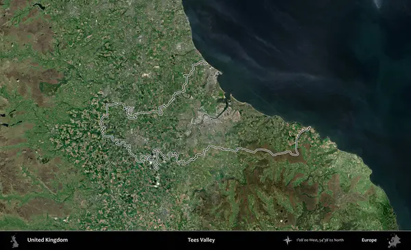 Tees Valley 'de. Birleşik Krallık 'ın idari bölgesini A uydusundan gösteren bir görüntü.