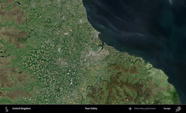 Tees Valley 'de. Birleşik Krallık 'ın idari alanı bir uydu görüntüsü üzerinde