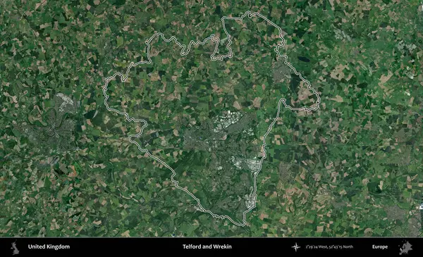 Telford ve Wrekin. Birleşik Krallık 'ın idari bölgesini A uydusundan gösteren bir görüntü.