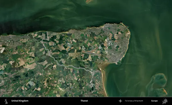 Thanet. Birleşik Krallık 'ın idari bölgesini A uydusundan gösteren bir görüntü.
