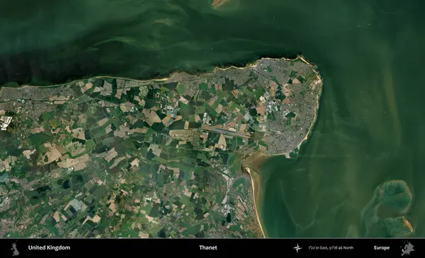 Thanet. Birleşik Krallık 'ın idari alanı bir uydu görüntüsü üzerinde