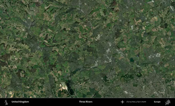 Üç Nehir. Birleşik Krallık 'ın idari alanı bir uydu görüntüsü üzerinde